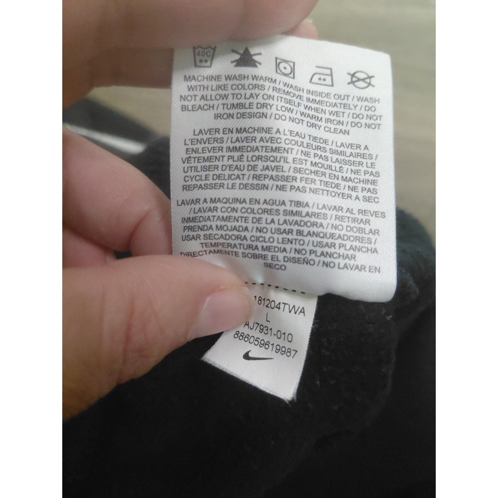Nike Activewear Pants L Black Swoosh Embroidery Jogger Fleece Sportswear CLub - Picture 8 of 13